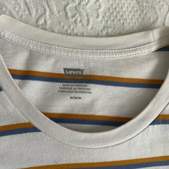 Levi's Men's White and Yellow Striped T-Shirt - Picture 6 of 7